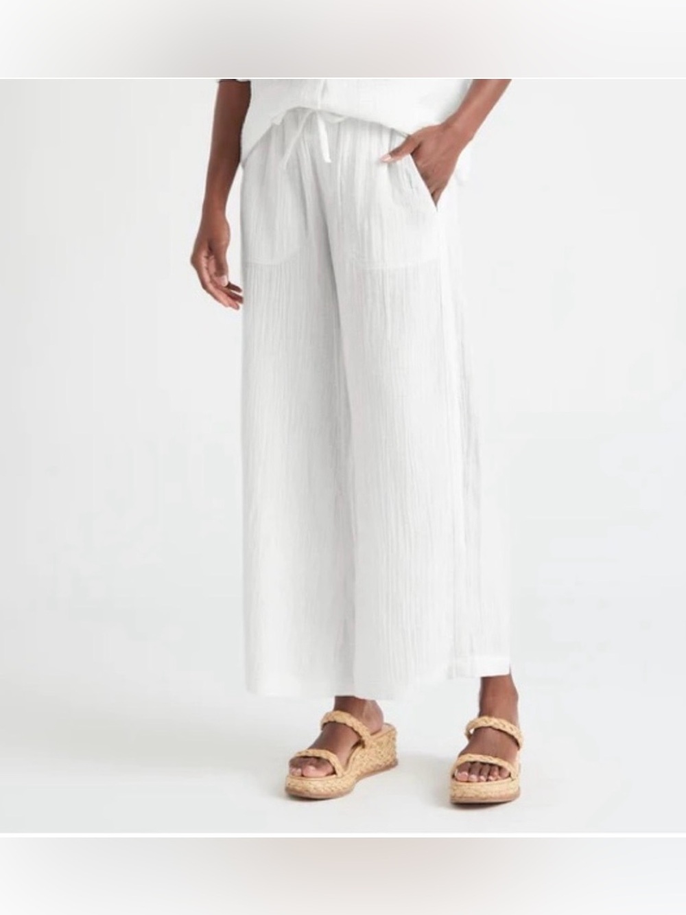 Splendid Kit Gauze White Drawstring Palazzo Pants w/ Pockets!🏝️